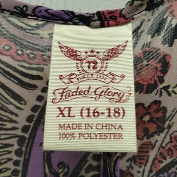 Faded Glory Women's Size XL Pink Purple Paisley Sheer Dolman Sleeve Cardigan - Picture 5 of 5